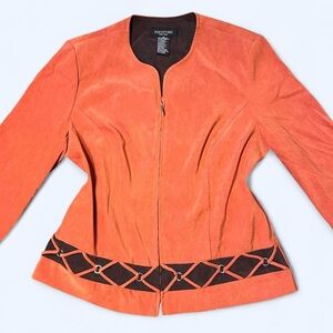 Y2K Grunge Orange Velour Jacket by Perceptions!